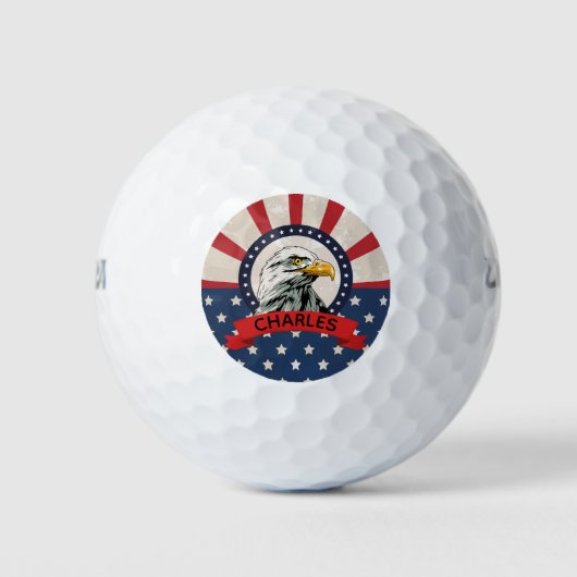 Stars en strips Bald Eagle Golfballen (Voorkant)