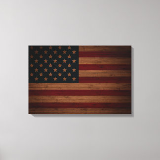 Stars en strips ( hout, VS-vlag) Canvas Afdruk