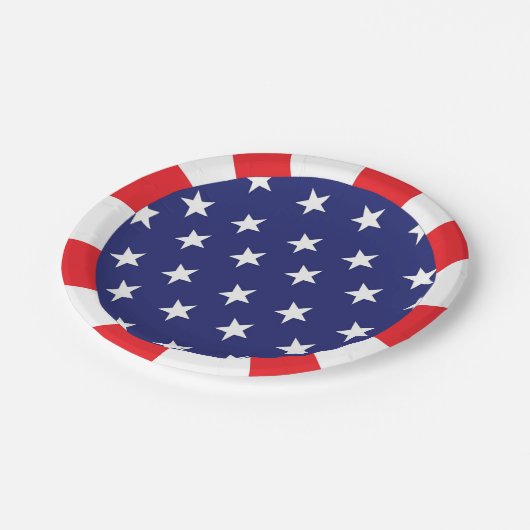 Stars en strips Papieren Borden Rood wit en blauw  Papieren Bordje (Gekanteld)