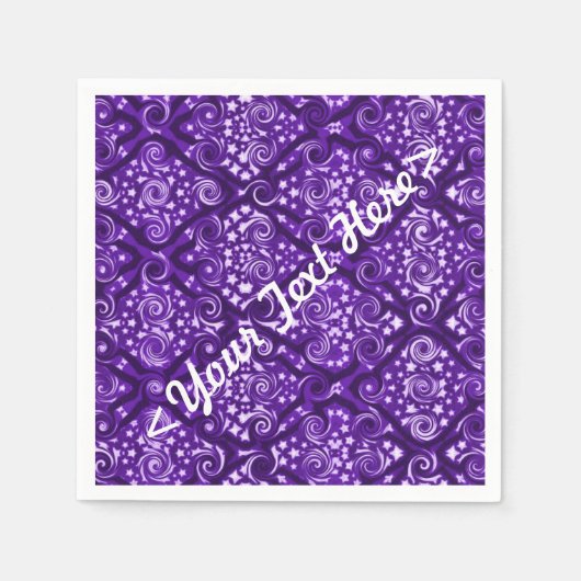 Stars en Swirls Paars gepersonaliseerd Napkins Servetten (Voorkant)