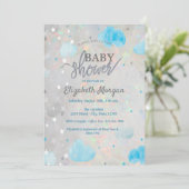 Stars en wolken holografisch optisch Baby shower Kaart (Staand voorkant)