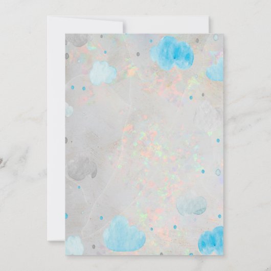 Stars en wolken holografisch optisch Baby shower Kaart (Achterkant)