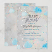 Stars en wolken holografisch optisch Baby shower Kaart (Voorkant / Achterkant)