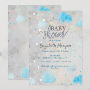 Stars en wolken holografisch optisch Baby shower Kaart