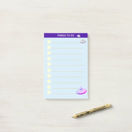 Stars & Flying Saucers personaliseerde dingen om t Post-it® Notes (Op bureau)