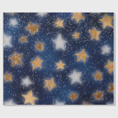 Stars Galaxy Sky Navy Blue Night Copper Gold Fancy Cadeaupapier (Vlak)