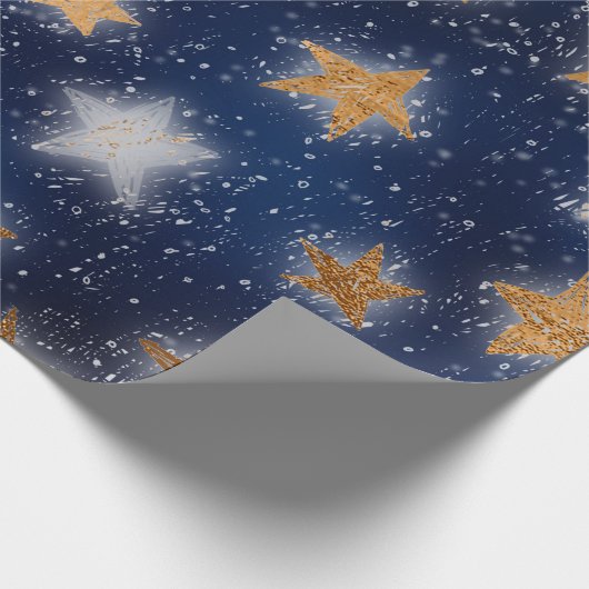 Stars Galaxy Sky Navy Blue Night Copper Gold Fancy Cadeaupapier (Hoek)