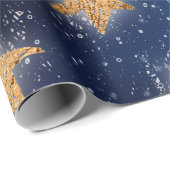 Stars Galaxy Sky Navy Blue Night Copper Gold Fancy Cadeaupapier (Rol Hoek)