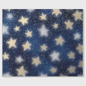 Stars Galaxy Sky Navy Blue Night Gold Painting Cadeaupapier (Vlak)
