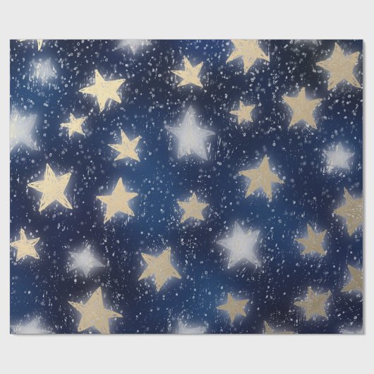 Stars Galaxy Sky Navy Blue Night Gold Painting Cadeaupapier (Vlak)