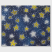 Stars Galaxy Sky Navy Blue Night Mustard Gold Fanc Cadeaupapier (Vlak)