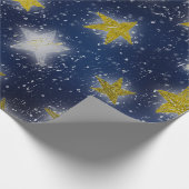 Stars Galaxy Sky Navy Blue Night Mustard Gold Fanc Cadeaupapier (Hoek)