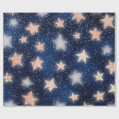 Stars Galaxy Sky Navy Blue Night Roos Gold Blush Cadeaupapier (Vlak)