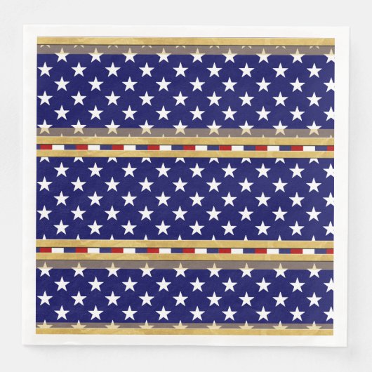 Stars Gold Blue Paper Napkin Servetten (Voorkant)