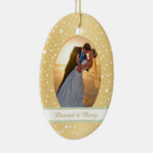 Stars Gold Lijst Eerste kerstbruiloft Keramisch Ornament (Rechts)