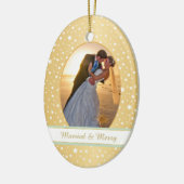 Stars Gold Lijst Eerste kerstbruiloft Keramisch Ornament (Links)