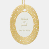 Stars Gold Lijst Eerste kerstbruiloft Keramisch Ornament (Achterkant)