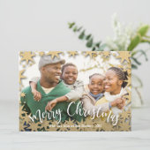 Stars Gold Merry-kerstfoto Feestdagenkaart (Staand voorkant)