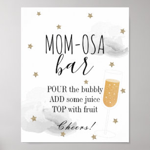 Stars & Grey Clouds Baby shower Mam-osa Bar Poster