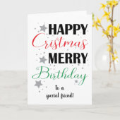 Stars Happy Kerstfeest Merry Birthday Kaart (Gele Bloem)