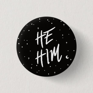 Stars He/Him Pronouns Ronde Button 3,2 Cm