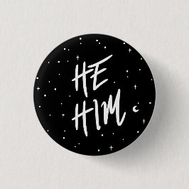 Stars He/Him Pronouns Ronde Button 3,2 Cm