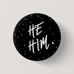 Stars He/Him Pronouns Ronde Button 3,2 Cm
