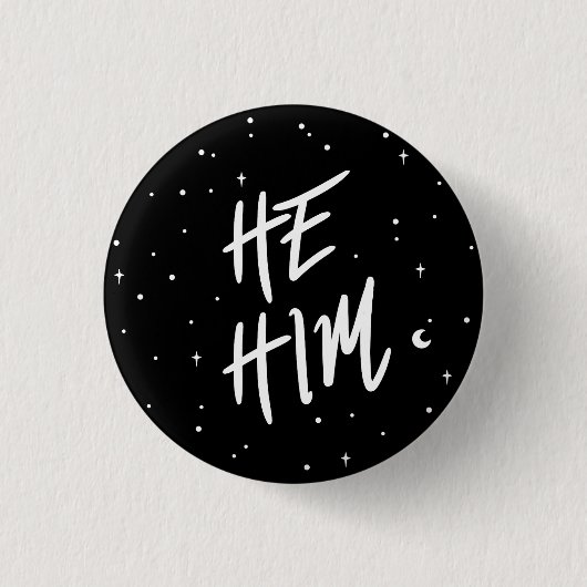 Stars He/Him Pronouns Ronde Button 3,2 Cm (Voorkant)