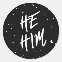 Stars He/Him Pronouns Ronde Sticker