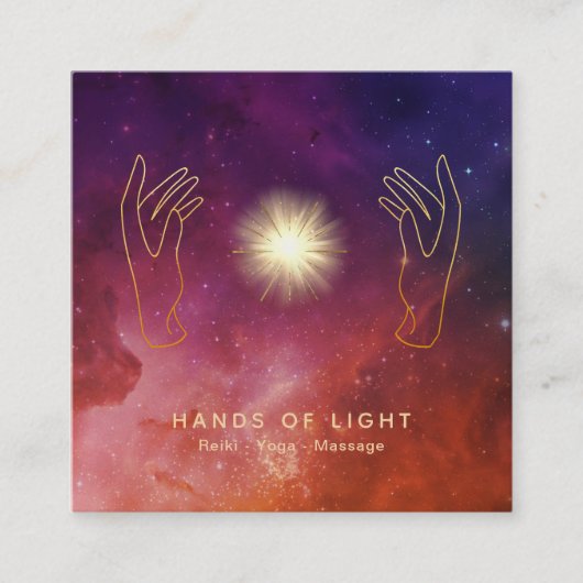 *~* Stars Healing Hands Universe Cosmic Lights Vierkante Visitekaartje (Voorkant)