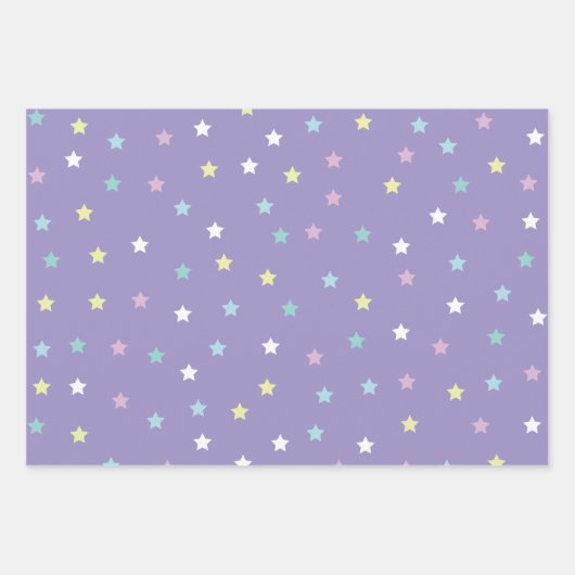 Stars Hearts Rainbow Pastels Wrapping Paper Sheets (Voorkant 3)