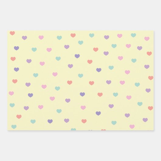 Stars Hearts Rainbow Pastels Wrapping Paper Sheets (Voorkant 2)