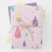 Stars Hearts Rainbow Pastels Wrapping Paper Sheets (In situ)