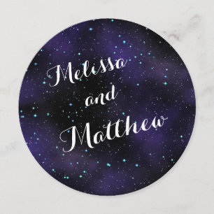 Stars in Night Sky Round Wedding Kaart