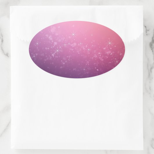Stars In Pink Space Ovale Sticker (Tas)