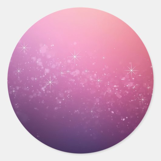 Stars In Pink Space Ronde Sticker (Voorkant)