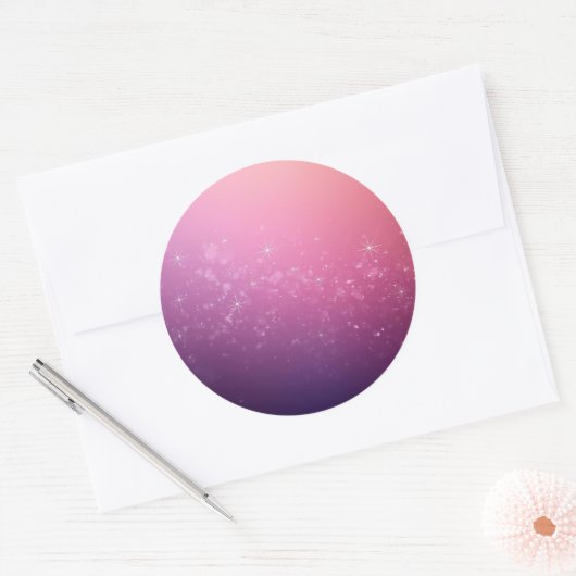 Stars In Pink Space Ronde Sticker (Envelop)
