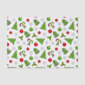 Stars kerstbomen Candy Canes Baubles Pattern Tissuepapier (Voorkant)