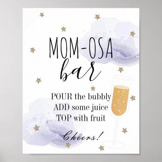 Stars & Lavender Clouds Baby shower Mam-osa Bar Poster (Voorkant)