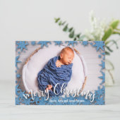 Stars Merry kerstfoto geboorteaankondigingen Feestdagenkaart (Staand voorkant)