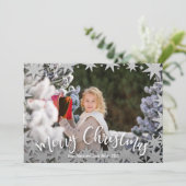 Stars Merry kerstscript foto Feestdagenkaart (Staand voorkant)