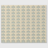 STARS MET CREAM BLUE FLORAL CADEAUPAPIER (Vlak)