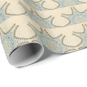 STARS MET CREAM BLUE FLORAL CADEAUPAPIER (Rol Hoek)