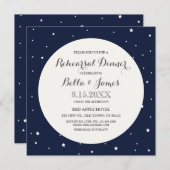 Stars Midnight Blue Moon Rehearsal Dinner Invite Kaart (Voorkant / Achterkant)