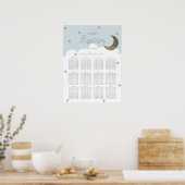 Stars & Moon Baby Blue Boy Baptism Separatieschema Poster (Keuken)