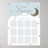 Stars & Moon Baby Blue Boy Baptism Separatieschema Poster (Voorkant)