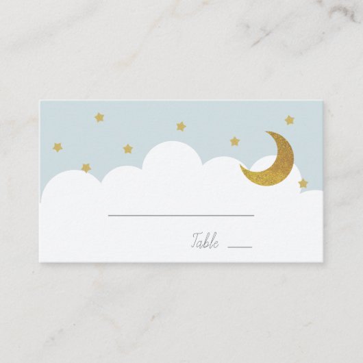 Stars & Moon Baby Blue Boy Plaatskaartje (Voorkant)