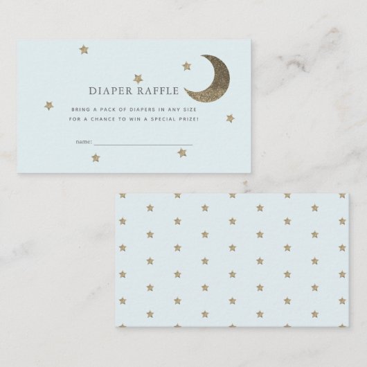 Stars & Moon Baby shower Blauwe Luier Raffle Ticke Informatiekaartje (Voorkant / Achterkant)