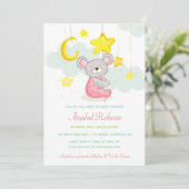 Stars Moon Baby shower Invitation Kaart (Staand voorkant)