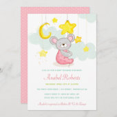 Stars Moon Baby shower Invitation Kaart (Voorkant / Achterkant)